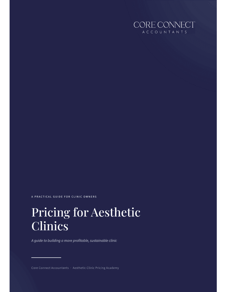 Cover of the ebook: Pricing for Aesthetic Clinics, a guide to building a more profitable, sustainable clinic.